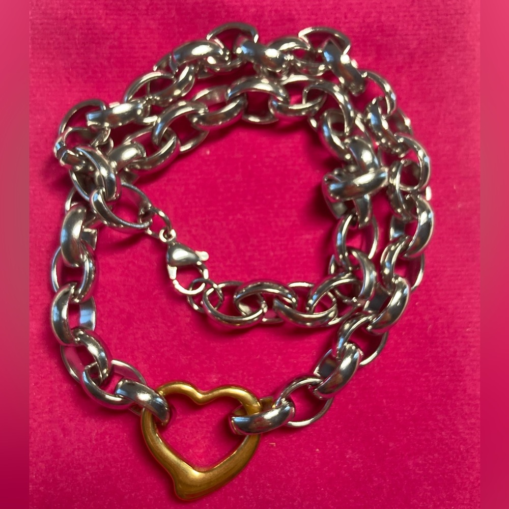 🌟 Chunky Stainless Steel Heart Pendant Necklace - Picture 2 of 2